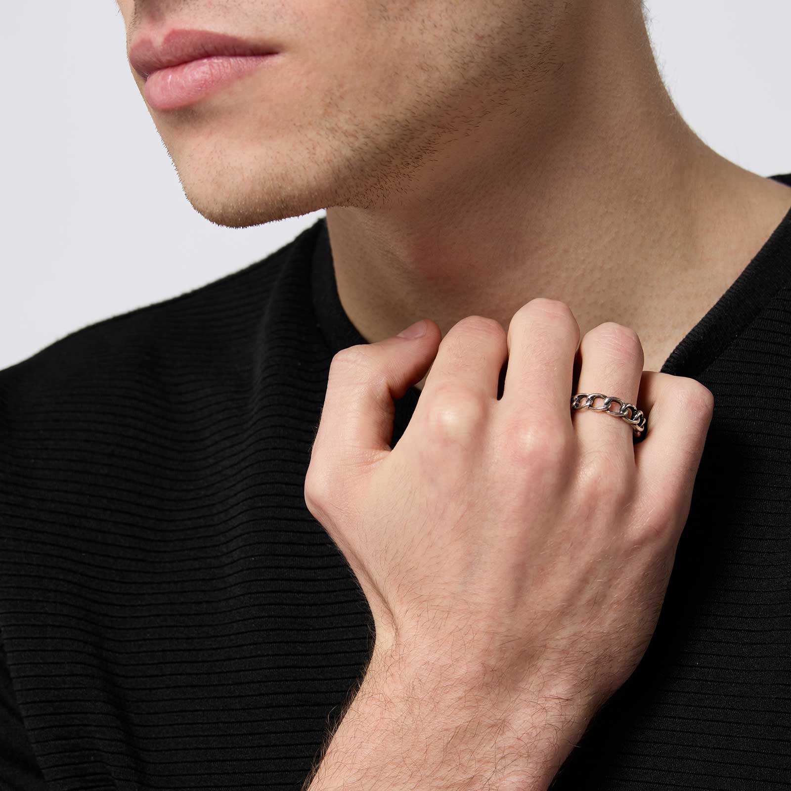 Silverfärgad ring - herr, kedja