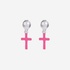 Silverörhängen för barn - rosa kors
