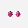 Silverörhängen för barn - rosa nyckelpigor, 9x9 mm