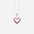 Silverhalsband för barn - öppet rosa hjärta, 36+2 cm