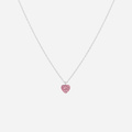 Silverhalsband för barn - rosa hjärta, 36+2 cm