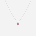 Silverhalsband för barn - rosa hjärta, 36+2 cm