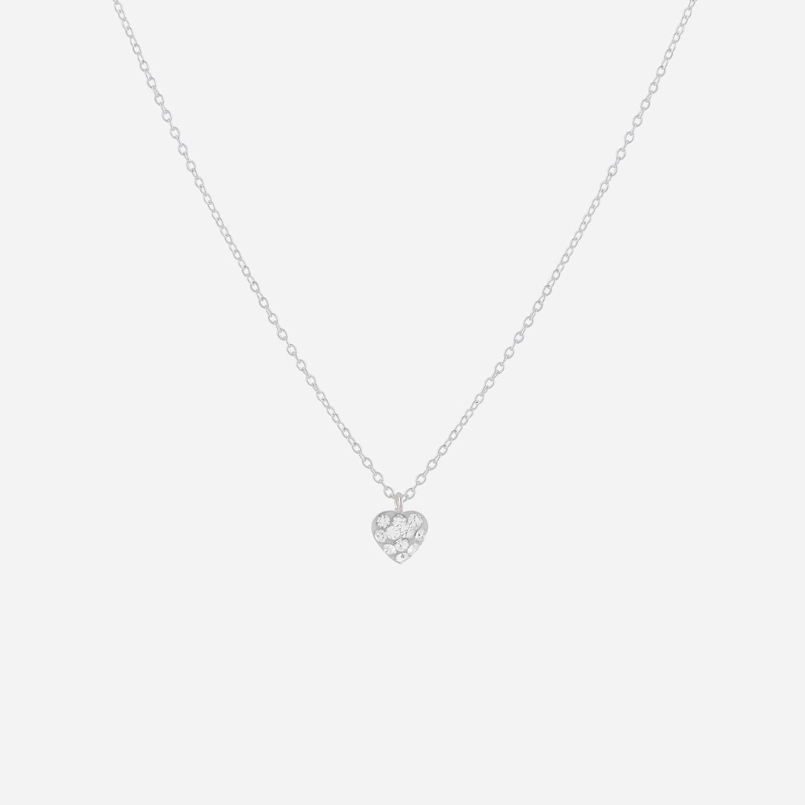 Silverhalsband för barn - vitt hjärta, 36+2 cm