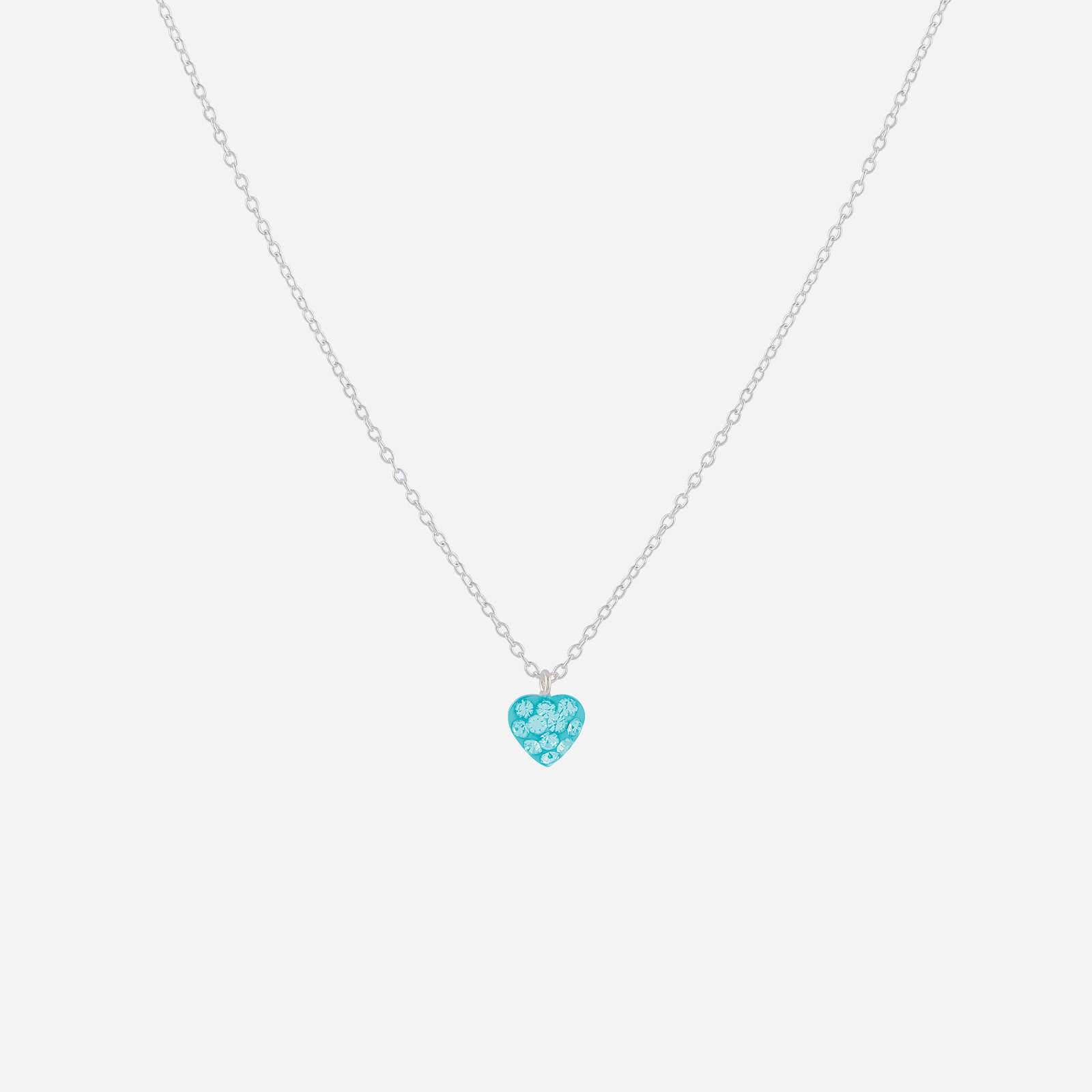 Silverhalsband för barn - blått hjärta,