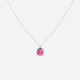 Silverhalsband för barn - rosa nyckelpiga, 36+2 cm