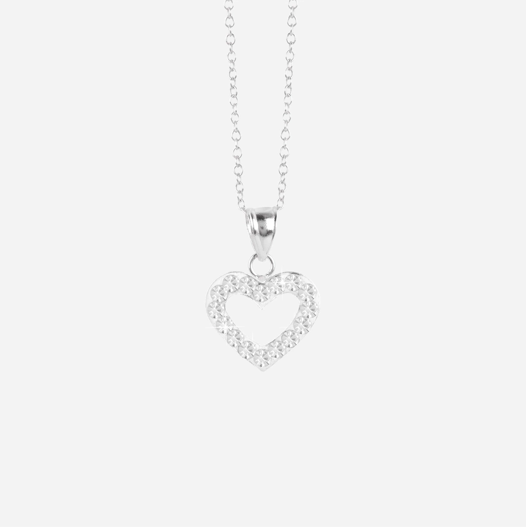 Silverhalsband för barn - öppet vitt hjärta, 36+2 cm