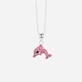 Silverhalsband för barn - rosa delfin, 36+2 cm