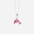 Silverhalsband för barn - rosa delfin, 36+2 cm