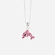 Silverhalsband för barn - rosa delfin, 36+2 cm