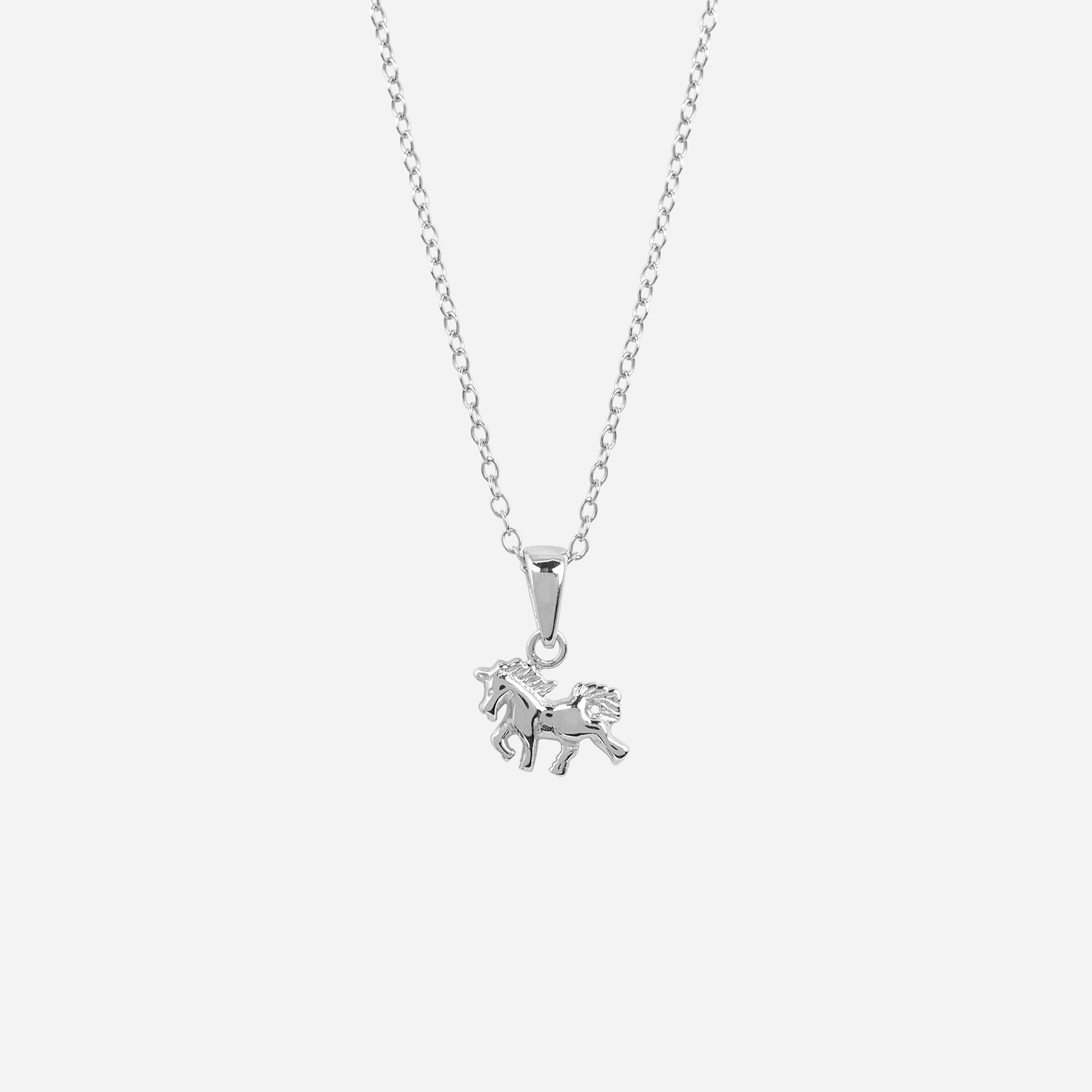 Silverhalsband för barn - häst, 36+2 cm