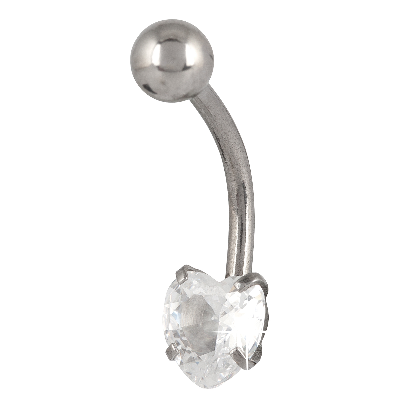 Navelpiercing barbell i stål - hjärtformad Zirkonia