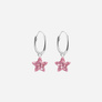 Silverörhängen för barn - hoops, rosa stjärnor, 12 mm