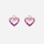 Silverörhängen för barn - studs, rosa hjärtan, 10x12 mm