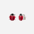 Silverörhängen för barn - studs nyckelpigor, 7x8 mm