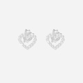 Silverörhängen för barn - studs, vita hjärtan, 10x12 mm