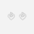 Silverörhängen för barn - studs, vita hjärtan, 10x12 mm