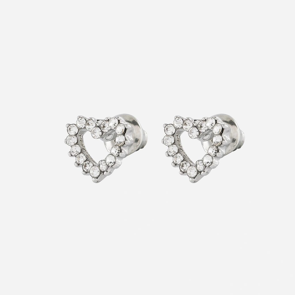 Silverfärgade örhängen - studs, hjärtan