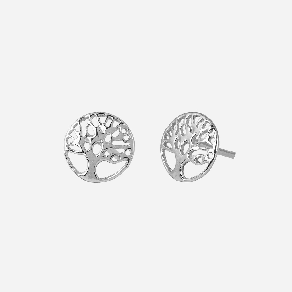 Örhängen i äkta silver - studs livets träd, 7 mm