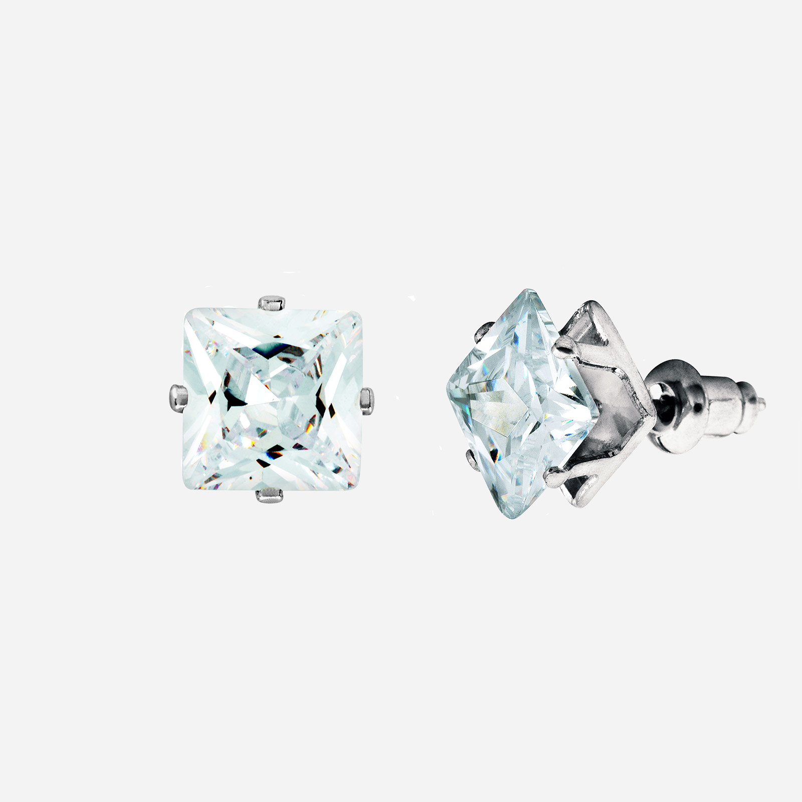 Silverfärgade örhängen fyrkantiga