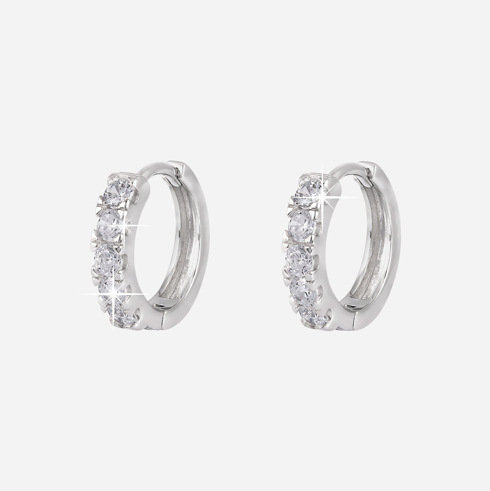 Örhängen i äkta silver - hoops med stenar 14 mm