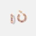 Guldfärgade hoops, rosa stenar 18 mm