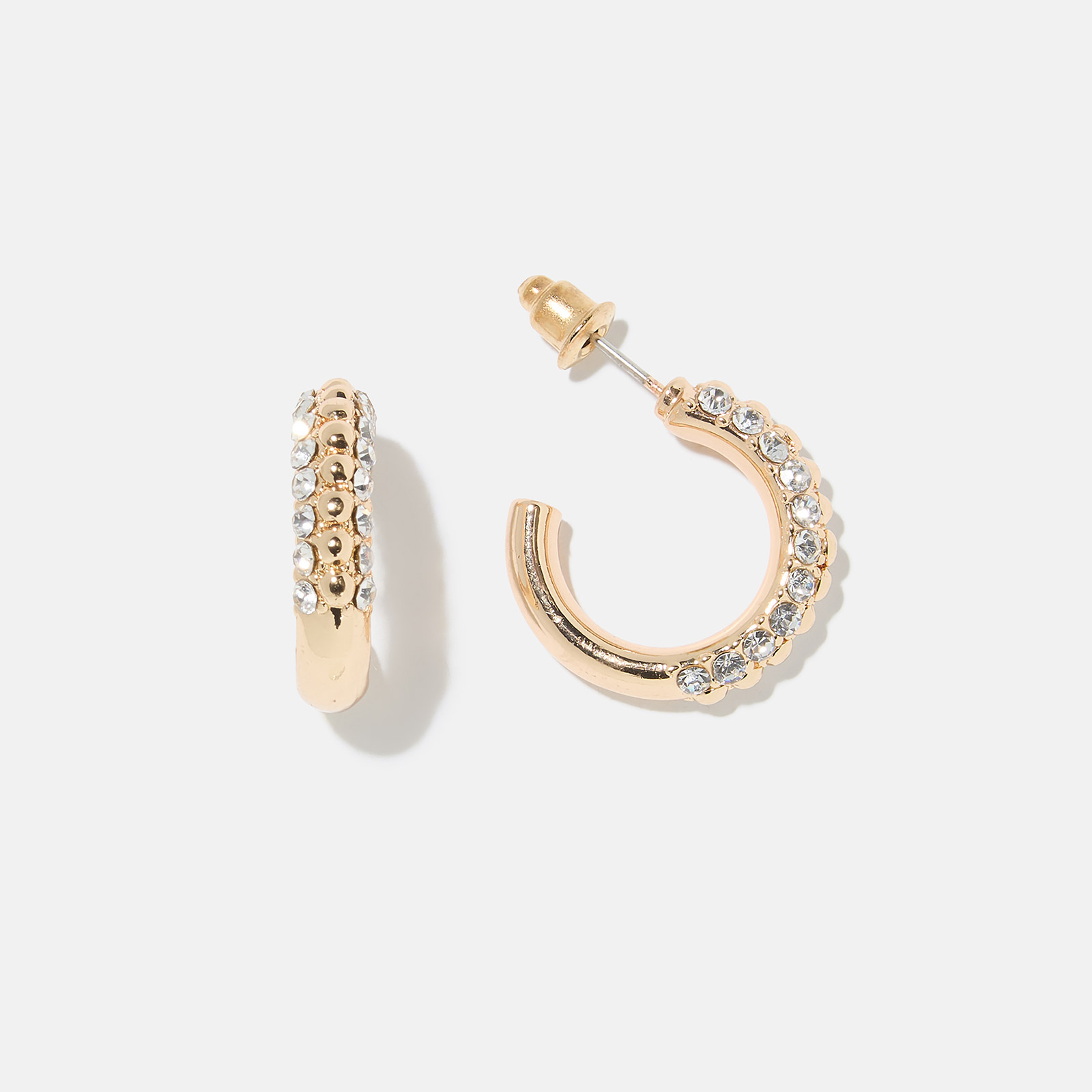 Guldfärgade hoops med stenar 19 mm