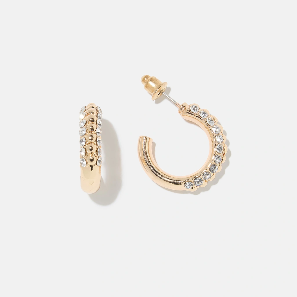 Guldfärgade hoops med stenar 19 mm
