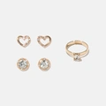 Smyckeset halsband, ring & örhängen guldfärg