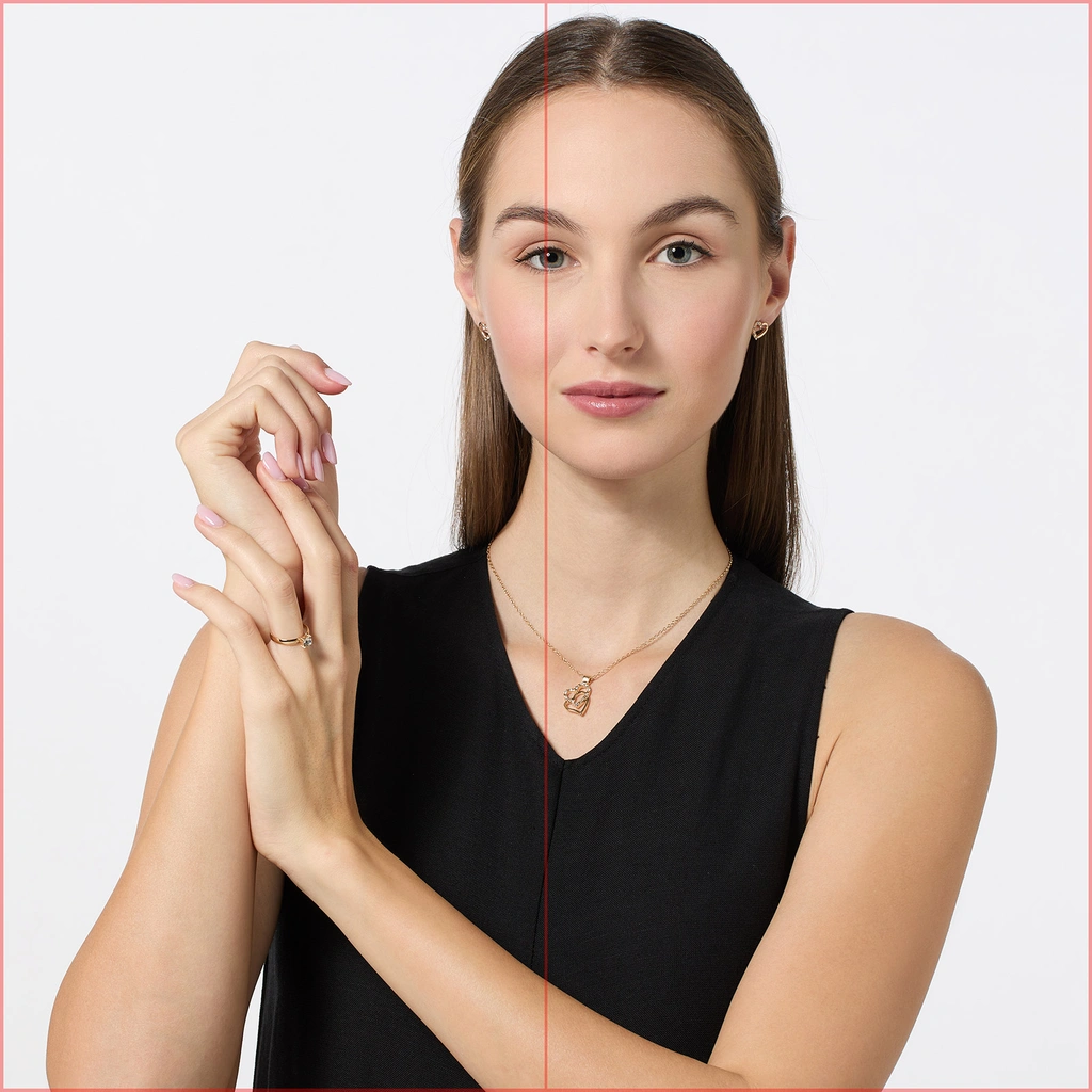 Smyckeset halsband, ring & örhängen guldfärg