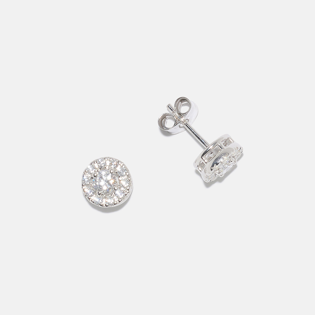 Örhängen Lottis 18k vitguld, labbodlade diamanter 0,4 carat - Halo