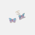 Silverörhängen för barn, lila fjärilar