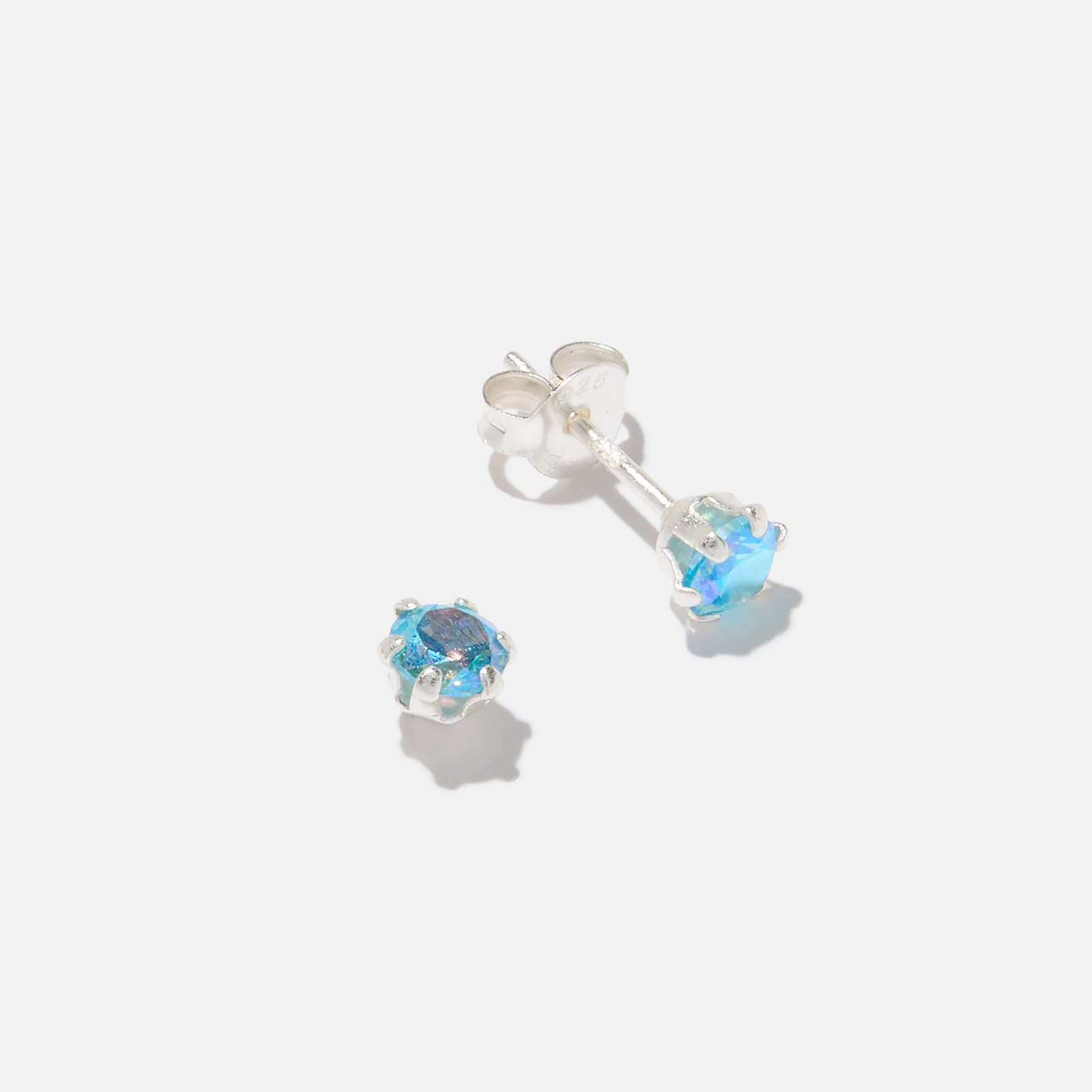 Silverörhängen för barn - ljusblå Kubisk Zirkonia