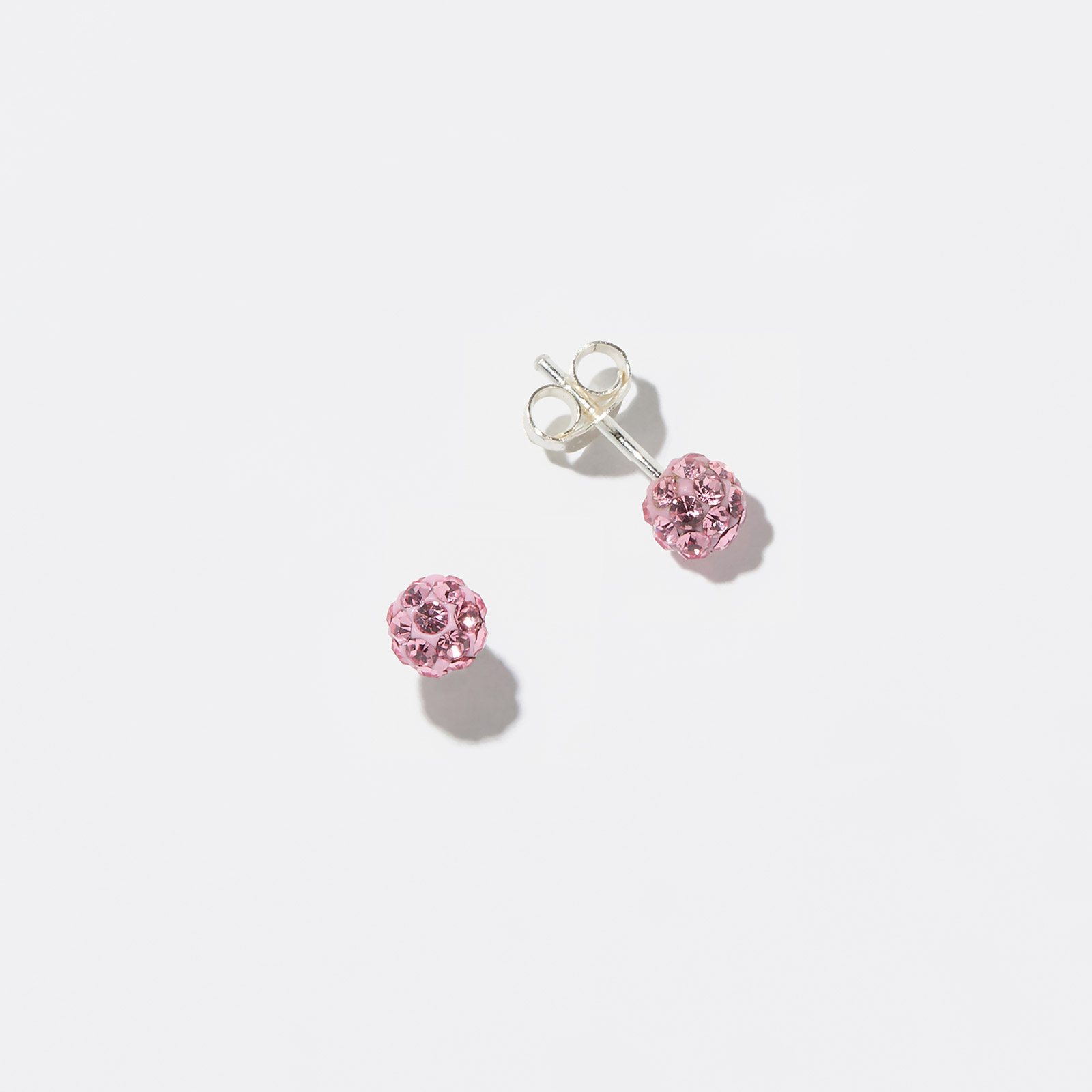 Silverörhängen för barn - rosa glitterboll