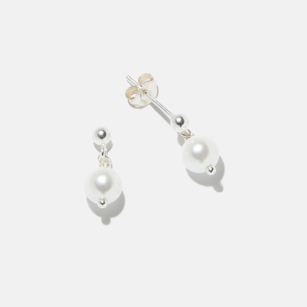 Silverörhängen för barn - syntetiska pärlor