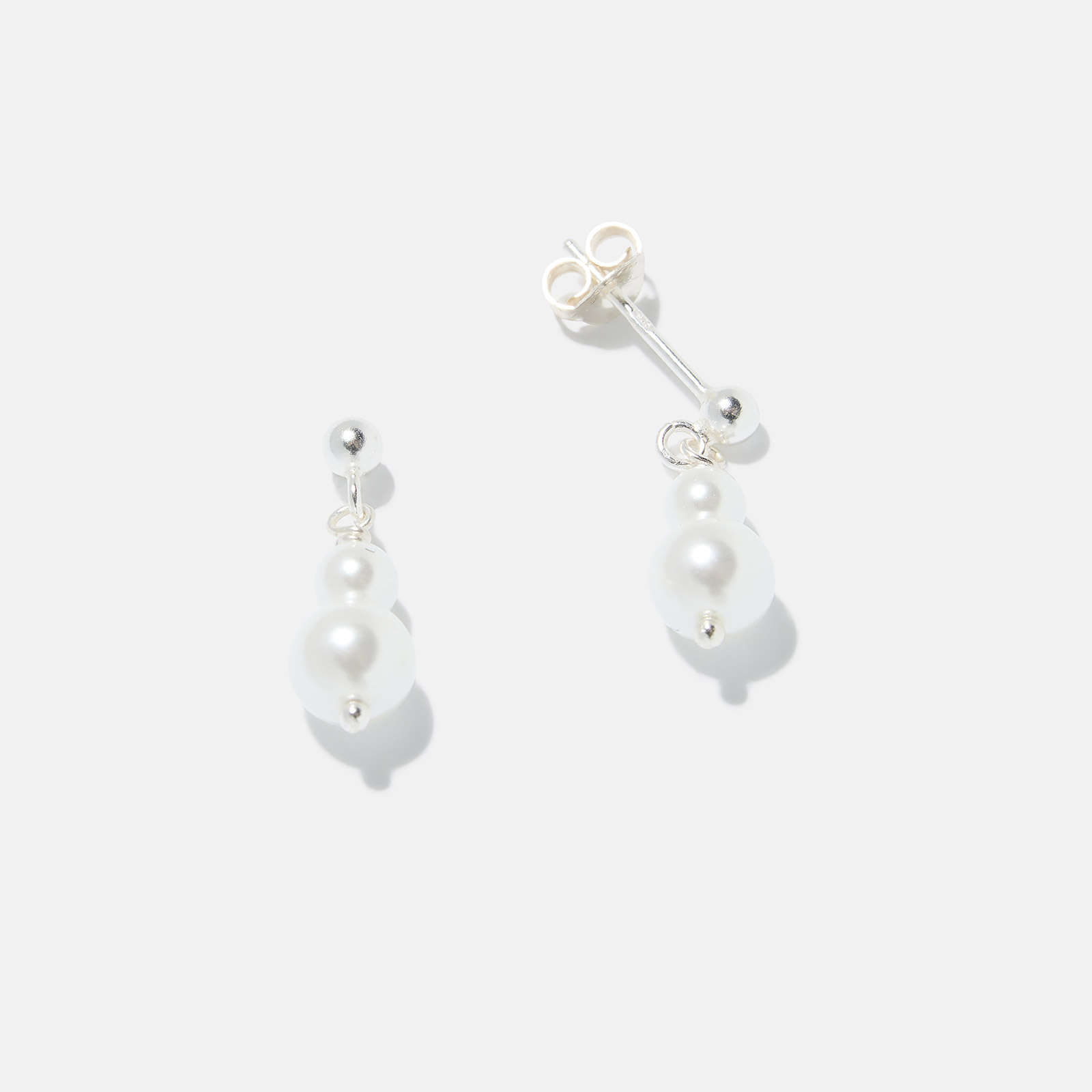 Silverörhängen för barn - syntetiska pärlor