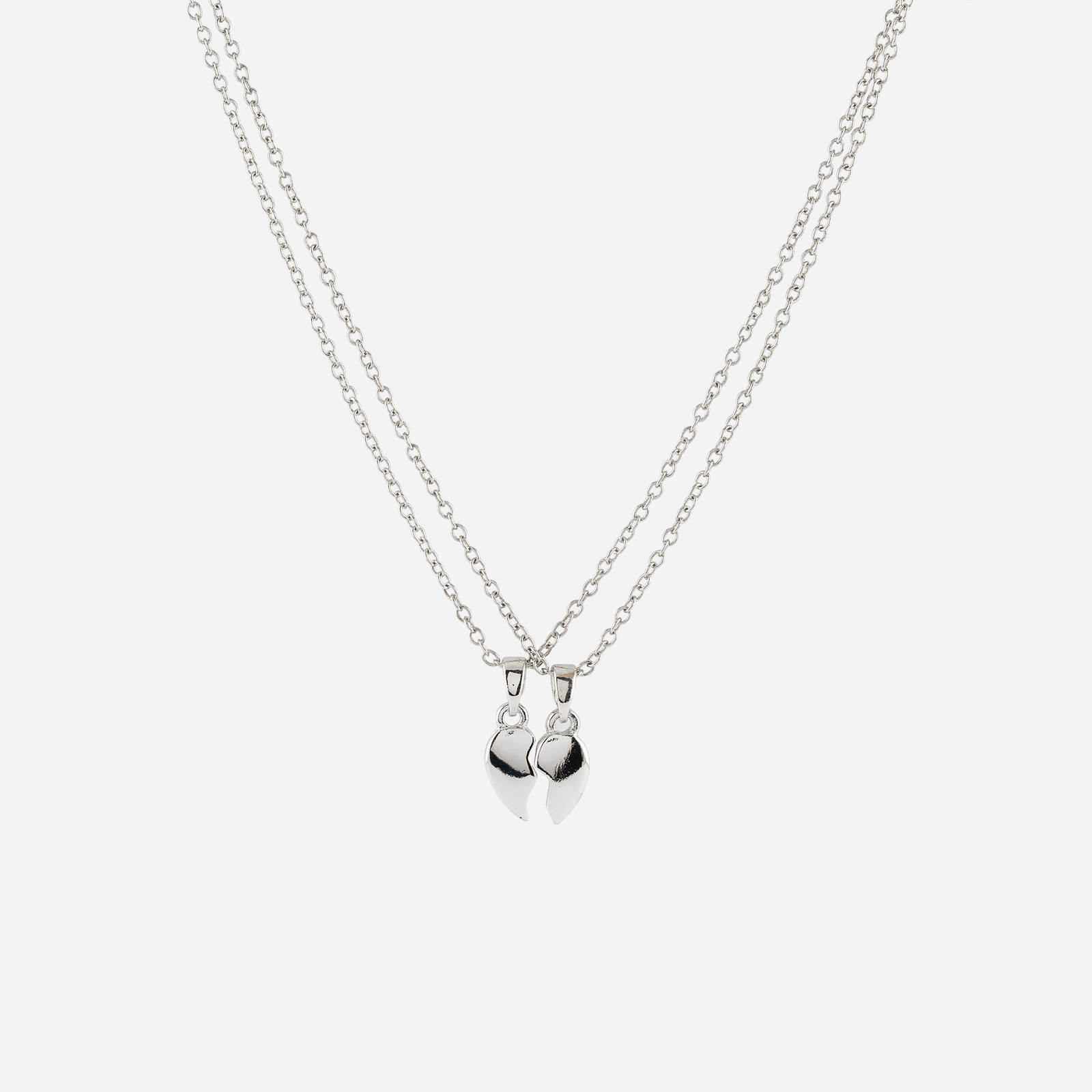 Silverfärgat vänskapshalsband, hjärta