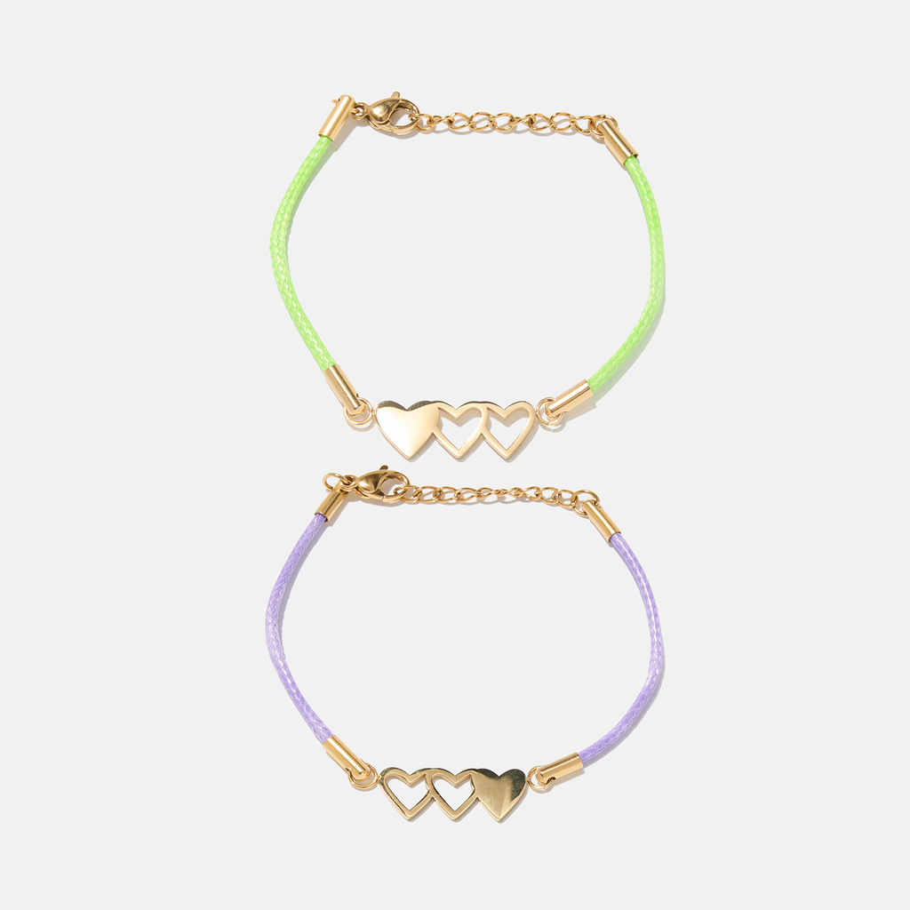 2-pack armband 3 stålhjärtan - systrar