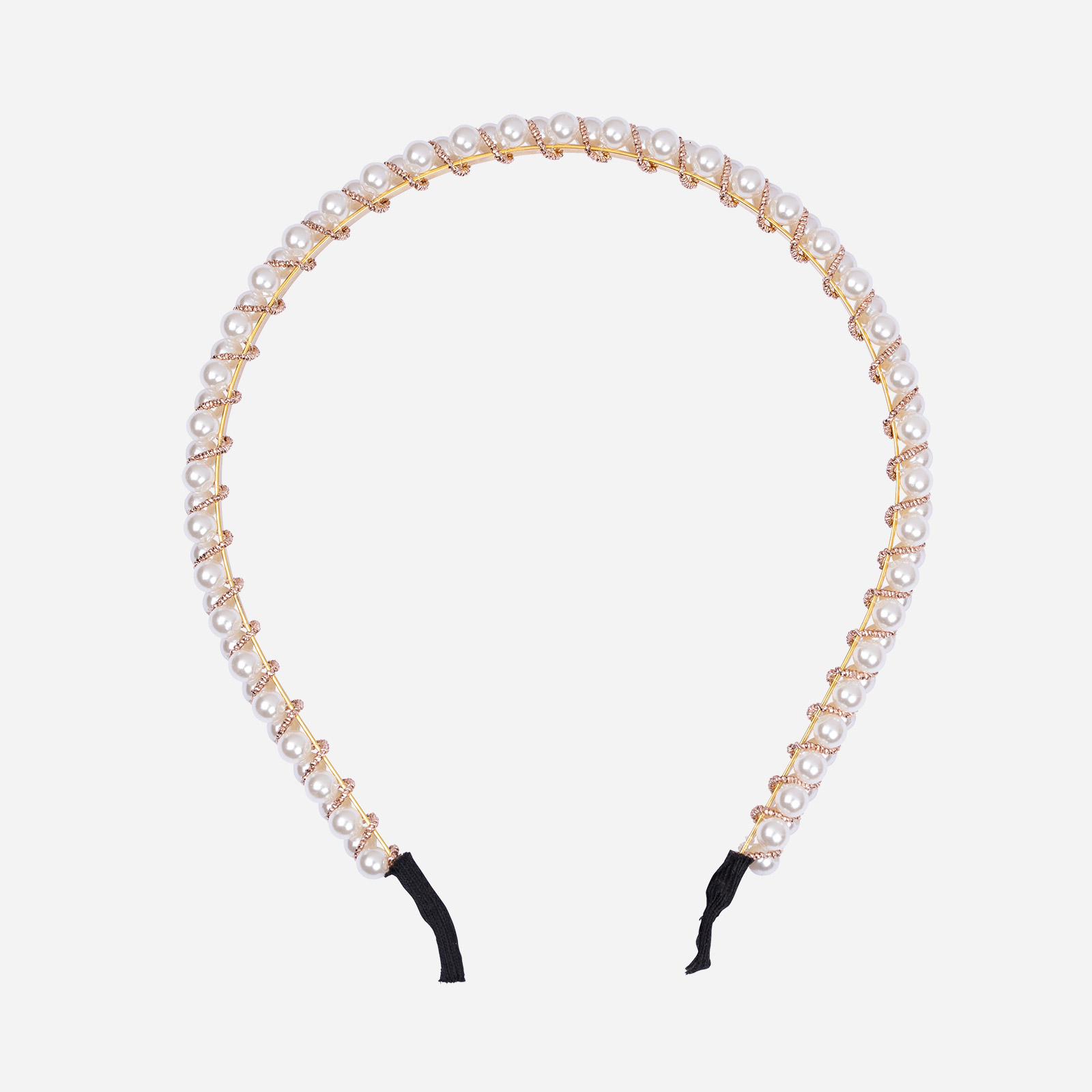 Diadem twisted - Guldfärg & pärlor