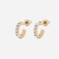 Guldfärgade örhängen - Hoops 10 mm, vita stenar