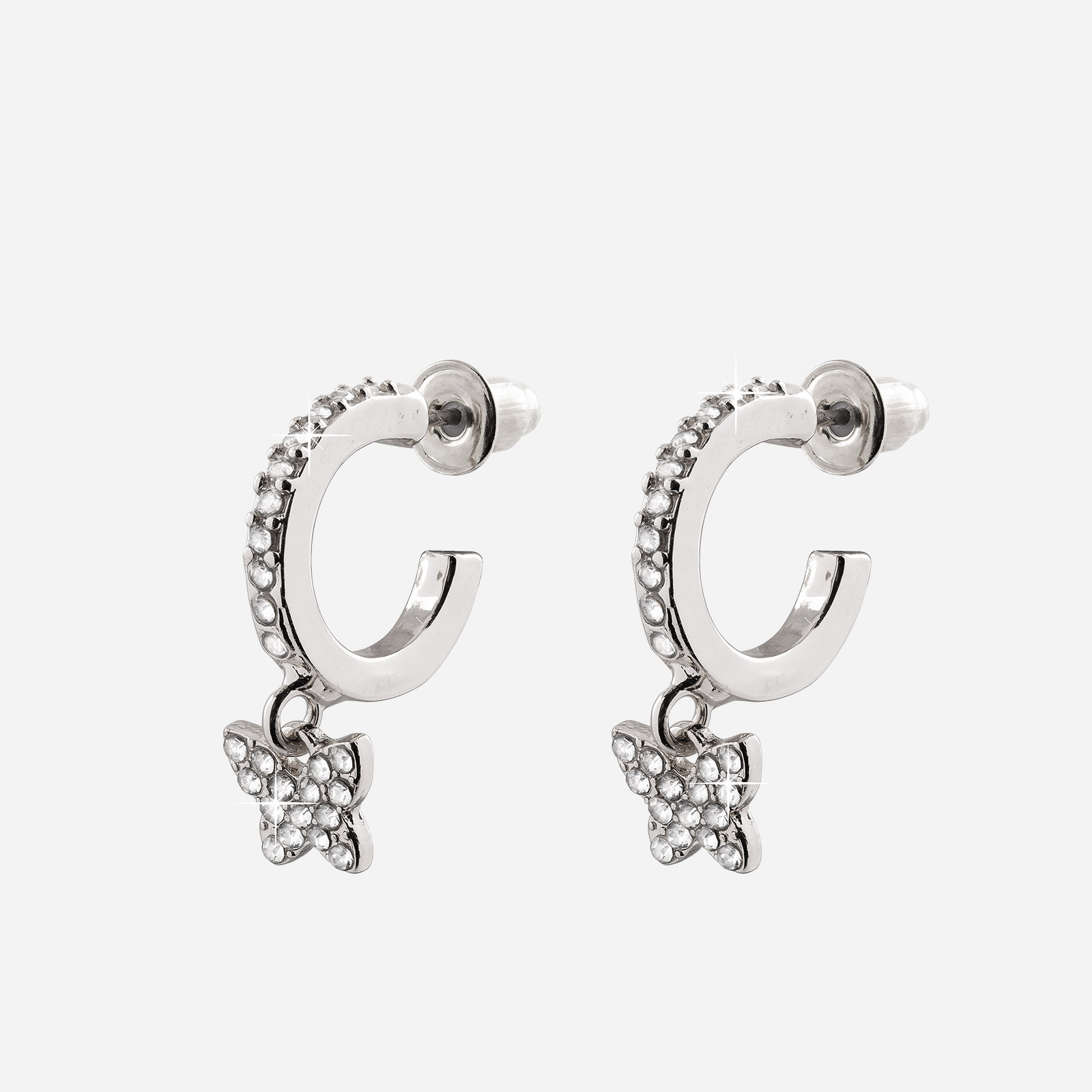 Silverfärgade örhängen, fjärilar - hoops 8 mm