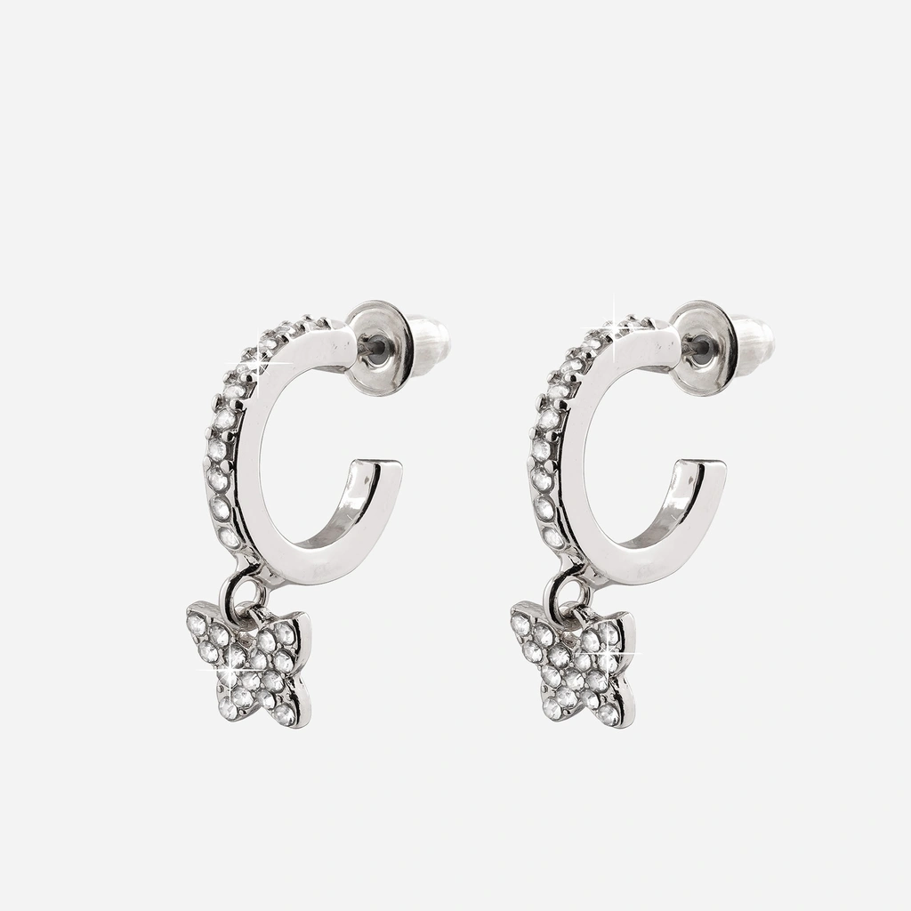 Silverfärgade örhängen, fjärilar - hoops 8 mm