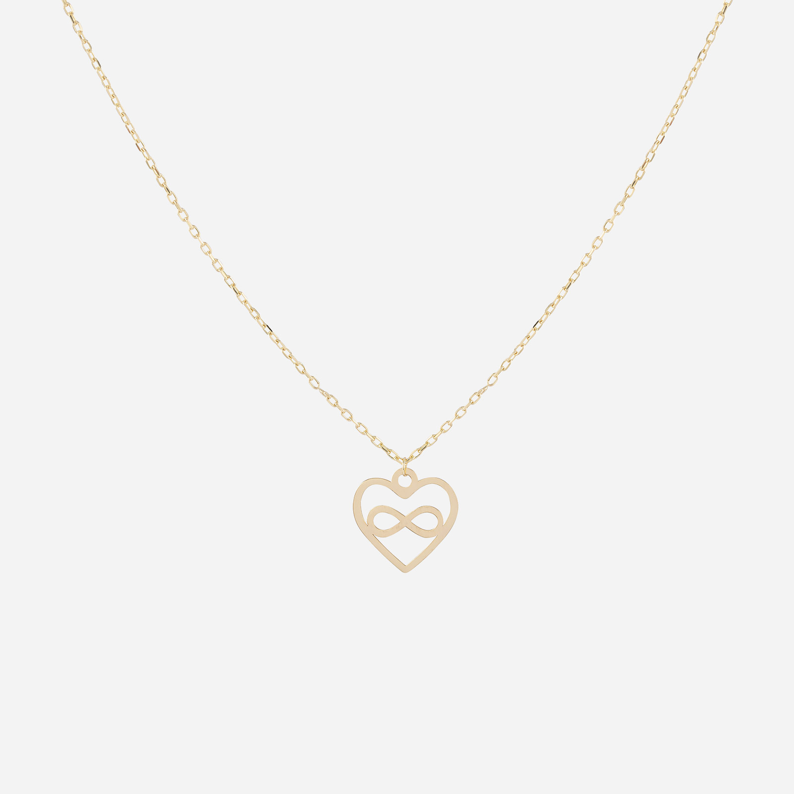 Halsband 925 Sterling Silver, hjärta & infinity - 45 cm