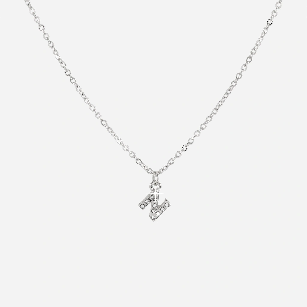 Silverfärgat halsband - bokstav N