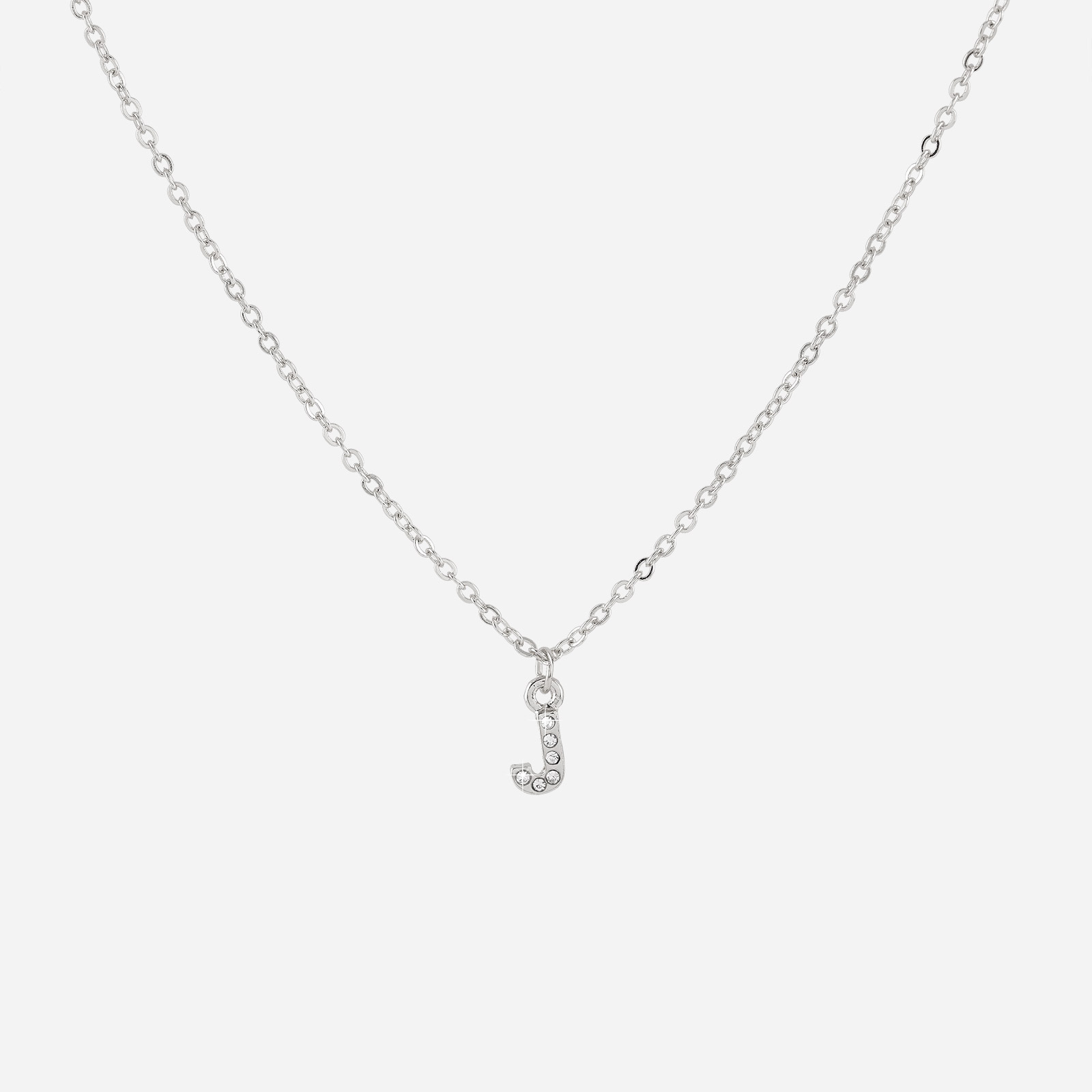 Silverfärgat halsband - bokstav J