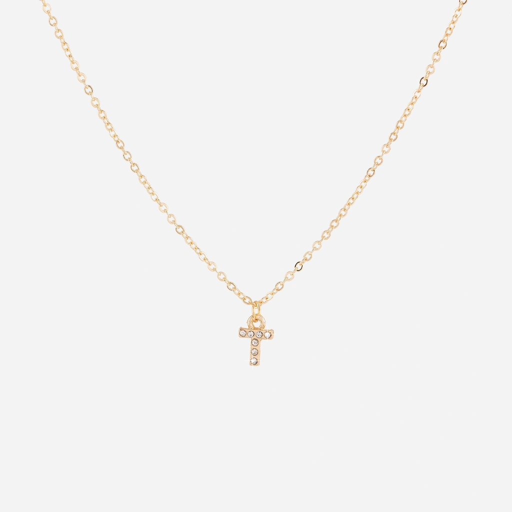 Guldfärgat halsband - bokstav T