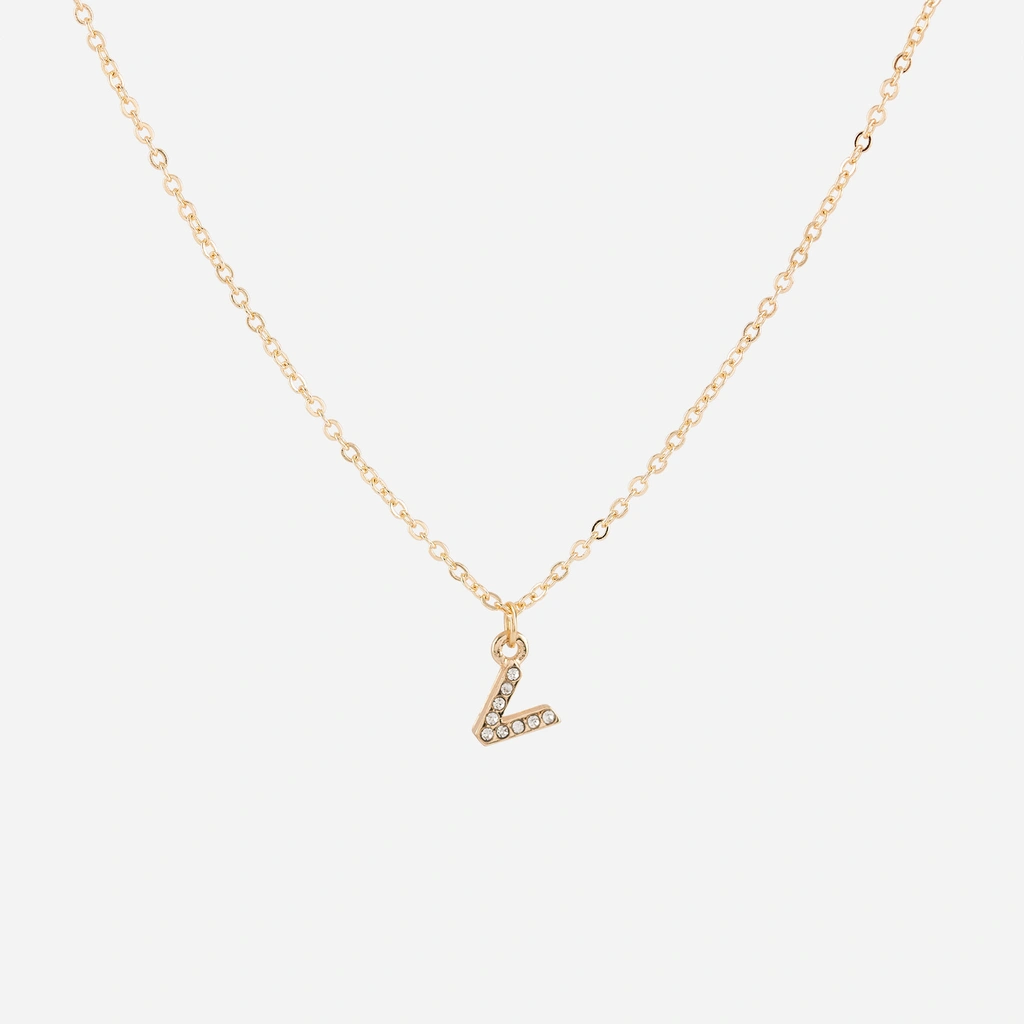 Guldfärgat halsband - bokstav V