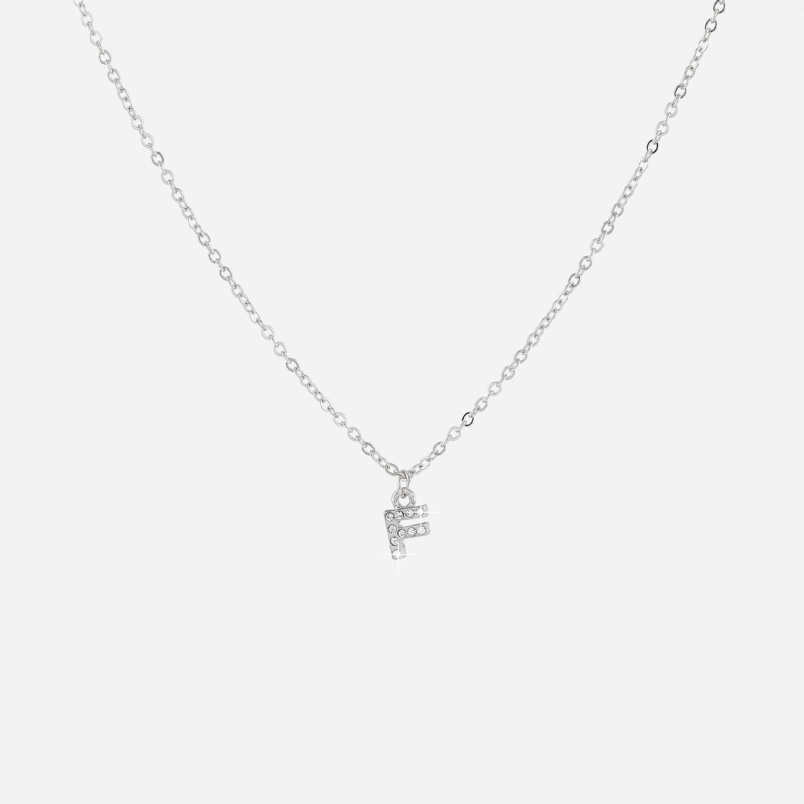 Silverfärgat halsband - bokstav F