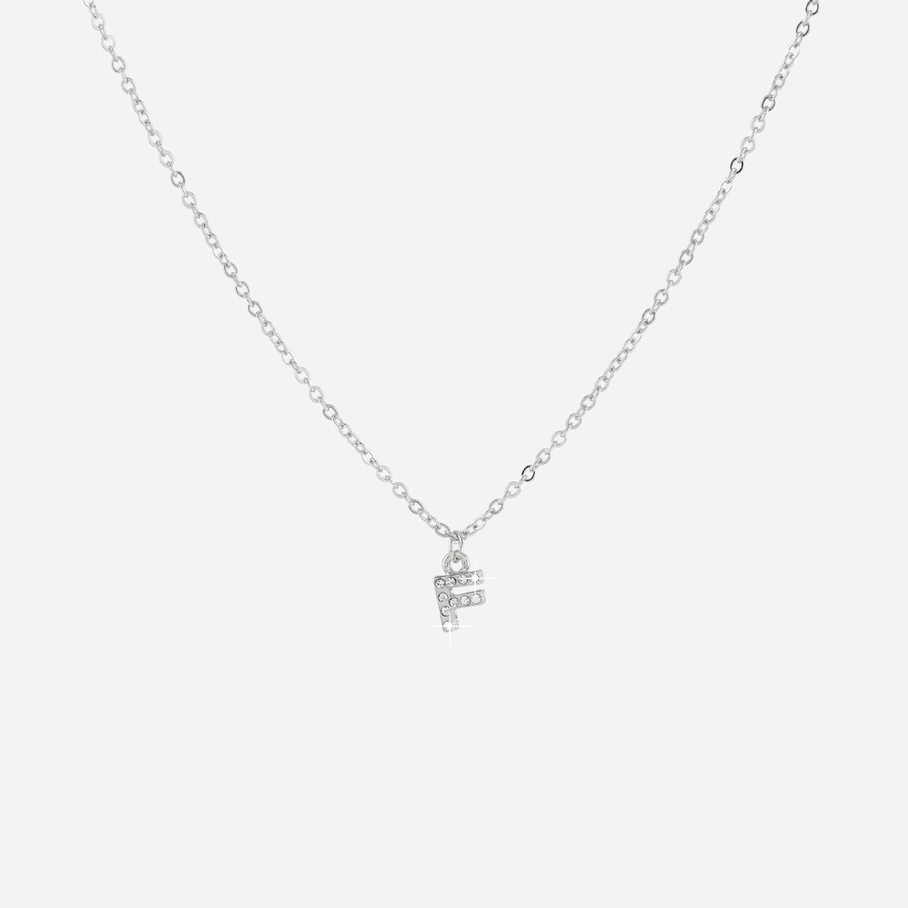 Silverfärgat halsband - bokstav F