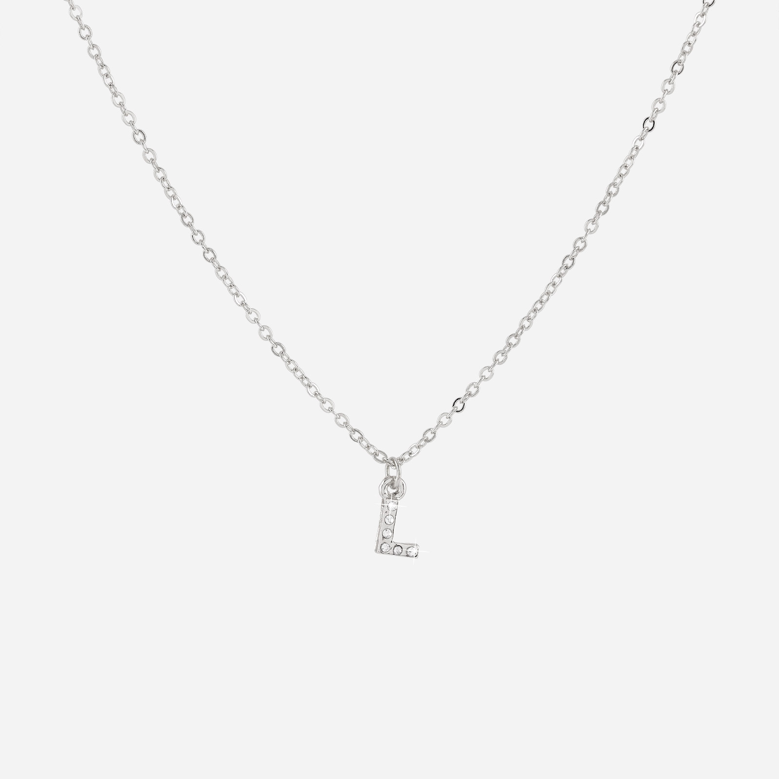 Silverfärgat halsband - bokstav L