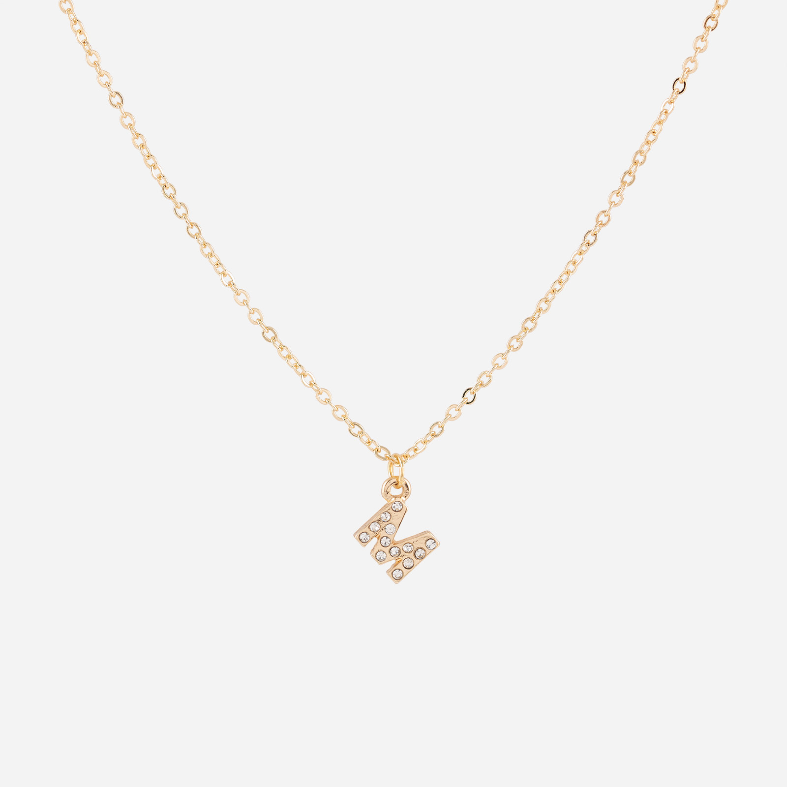 Guldfärgat halsband - bokstav M